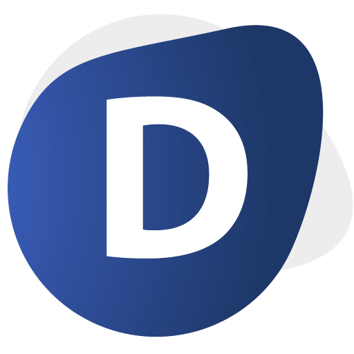 The letter D on a dark blue background